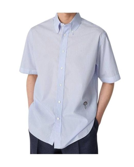 Bottega Veneta Blue Stripe Poplin Shirt for men
