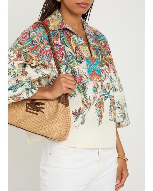 Etro Multicolor Open-Collar Printed Top