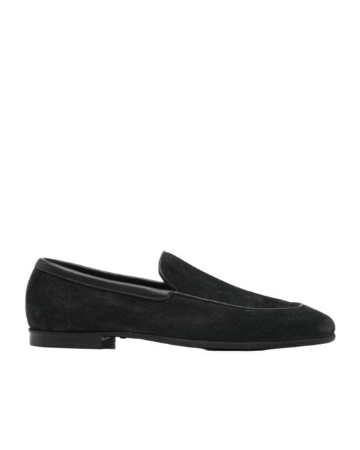 John Lobb Black Round-Toe Loafers for men