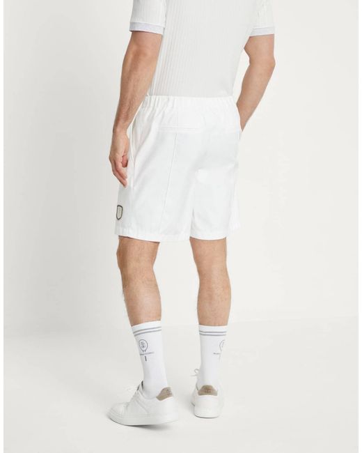 Brunello Cucinelli White Logo-Appliqué Knee-Length Tailored Shorts for men
