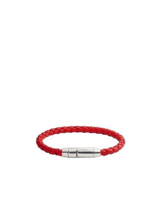 Bottega Veneta Red Braid Leather Bracelet for men