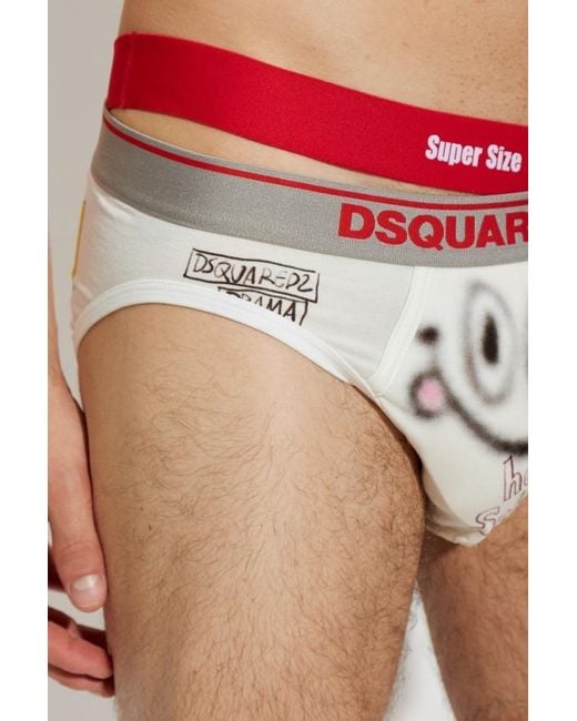 DSquared² White Patterned Triangle Briefs for men