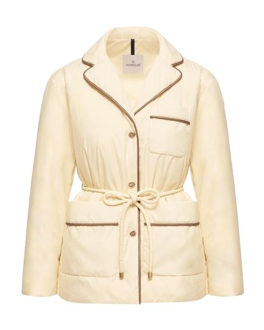 Moncler Natural Tieche Belted Mid-Length Down Jacket