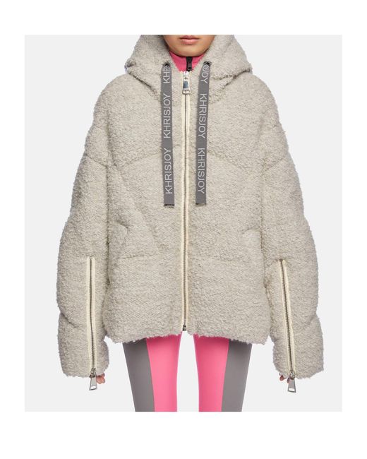 Khrisjoy Gray Bouclé Zip-Up Oversized Jacket