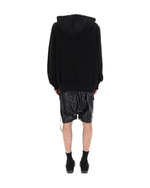 Rick Owens Black Oversized Printed Hoodie for men