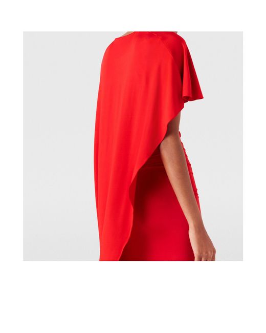 Stella McCartney Red Asymmetric Cape Maxi Dress
