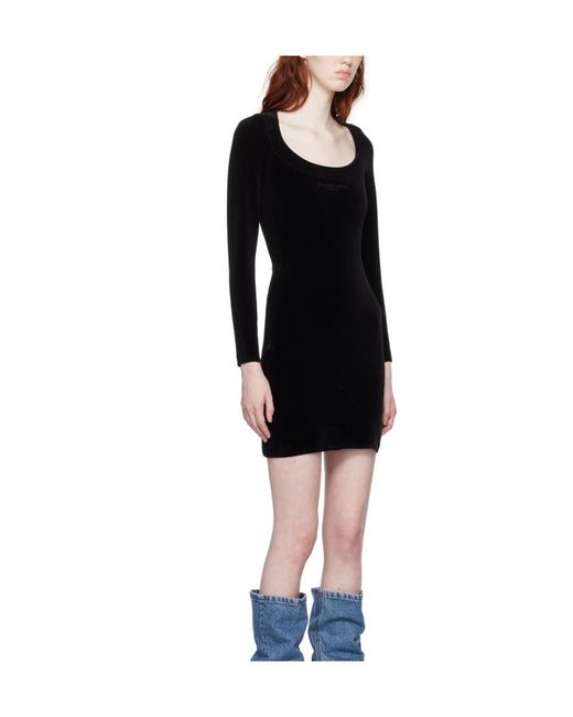 Alexander Wang Black Logo Embroidered Long-Sleeved Dress