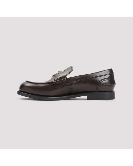 Miu Miu Black Leather Penny Loafers