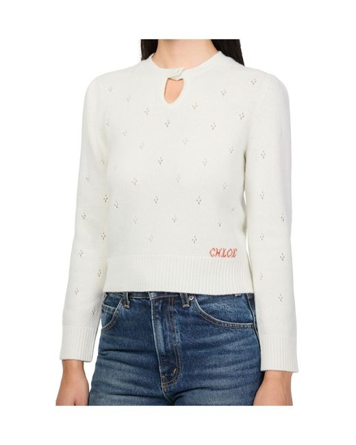 Chloé White Round Neck Sweater