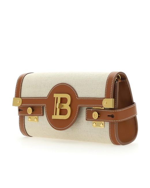 Balmain Brown Logo Plaque Shoulder Bag
