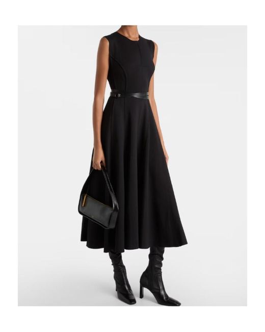 Norma Kamali Black Belted Cotton-Blend Midi Dress
