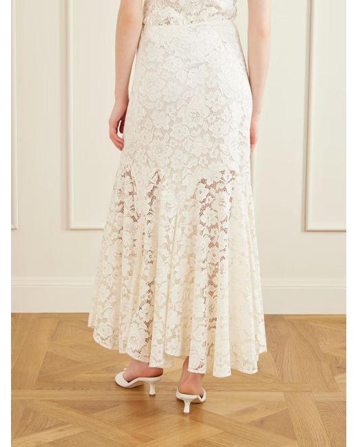 Rixo White Lace Midi Skirt