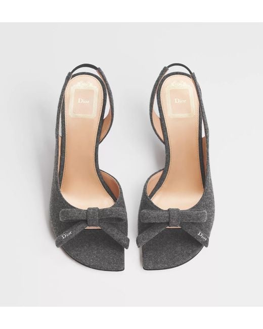 Dior White Bow Heeled Slingback Sandal
