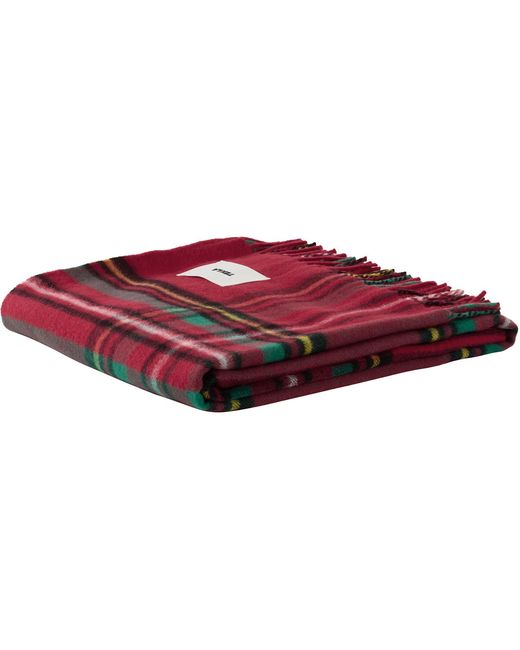 Tekla Red Rectangular Wool Flannel Blanket for men