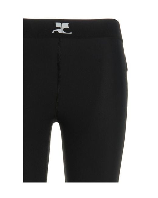 Courreges Black Courrèges Logo Printed Racer Leggings