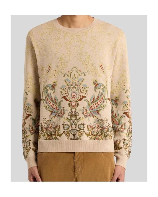 Etro Natural Paisley Jacquard Knitted Jumper for men