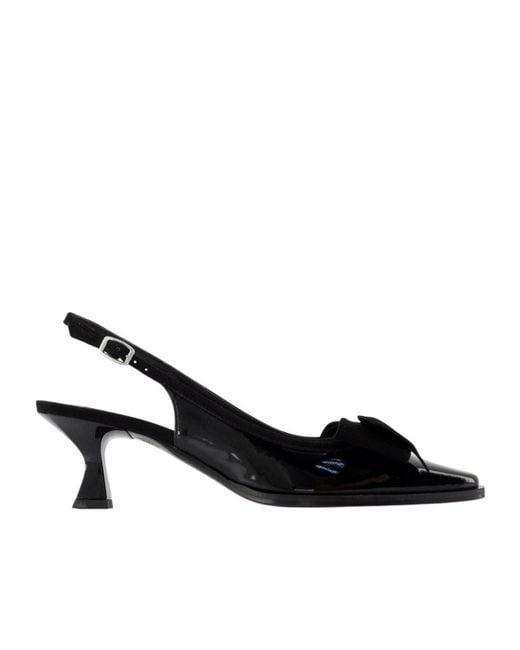CAREL PARIS Black Marquise Bow Detailed Slingback Pumps