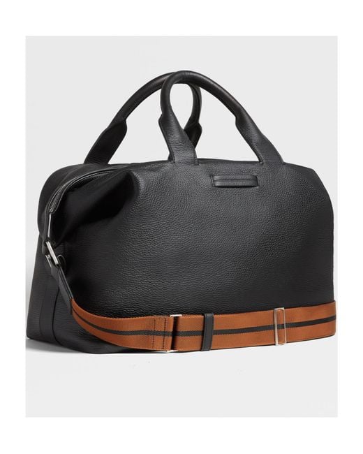 Zegna Black Raglan Deerskin Holdall for men