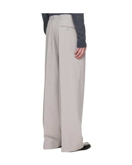 MM6 by Maison Margiela Gray Pleated Tailored Pants for men