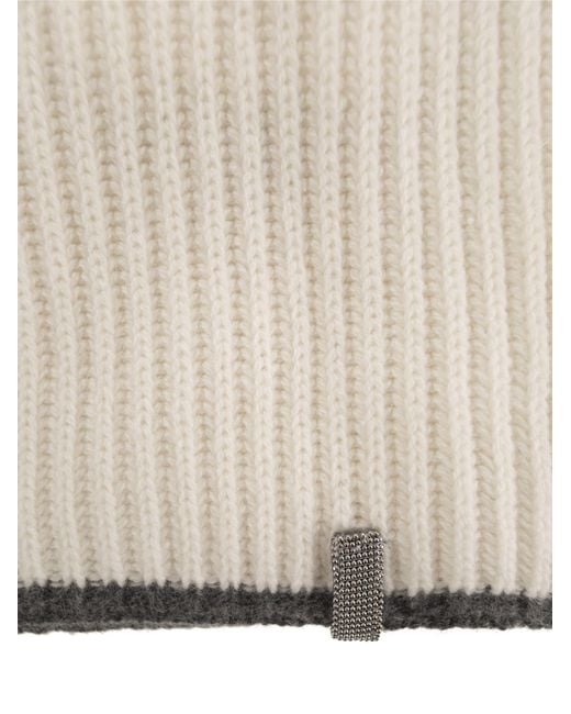 Brunello Cucinelli White Cashmere Scarf