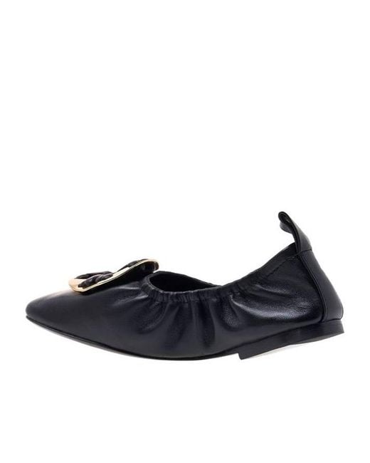 Tory Burch Blue Woven Double T 10Mm Ballerina Shoes