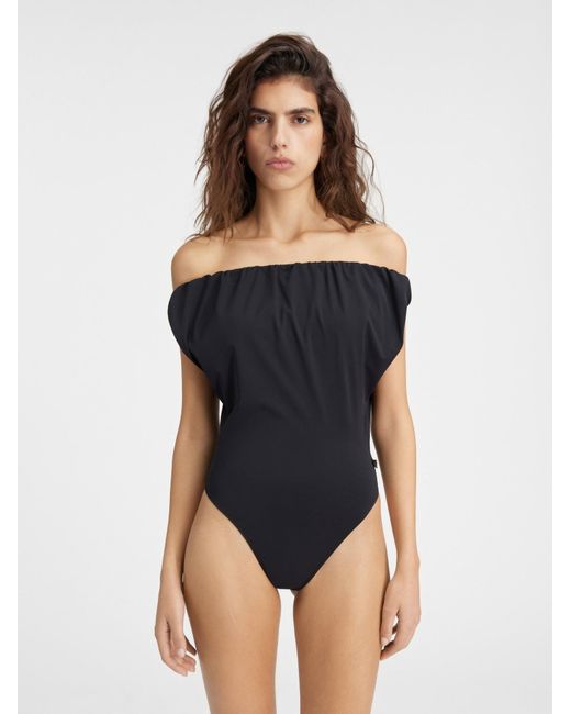 Jacquemus Black Ruched One-Piece Swimsuit