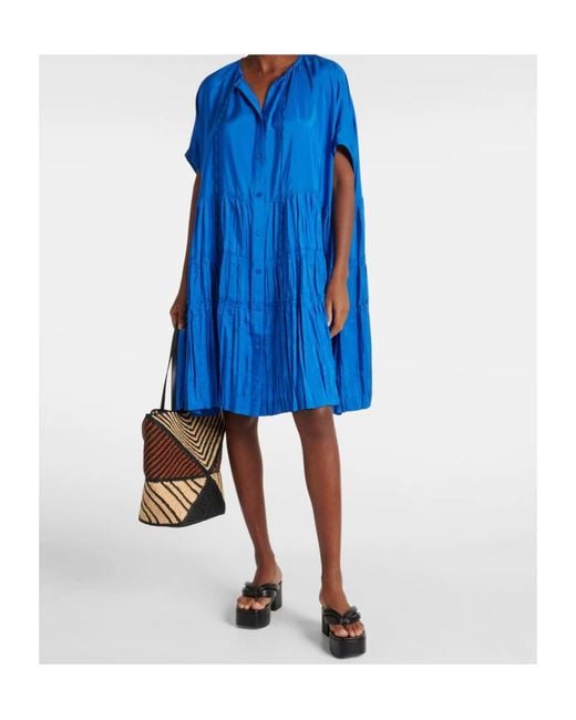 Joseph Blue Emile Pleated Midi Dress