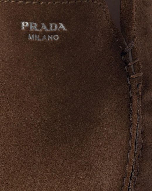 Prada Brown Ruched Slip-On Loafers for men