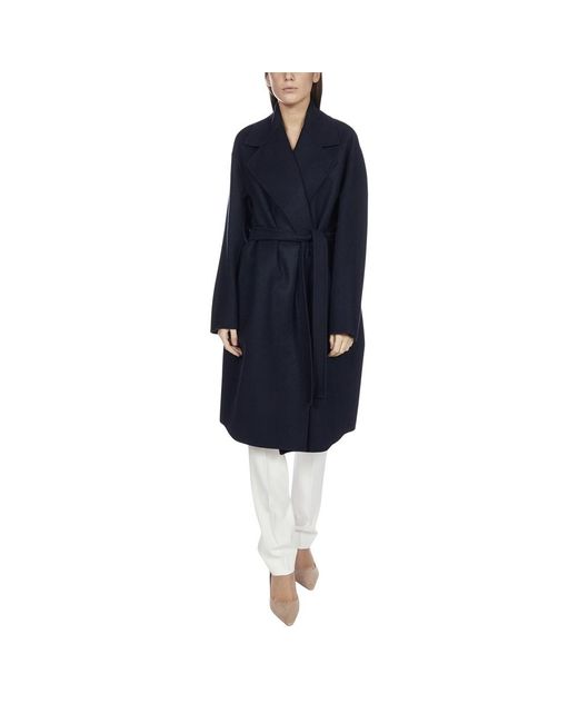 Max Mara Blue Doppia Girdle Coat