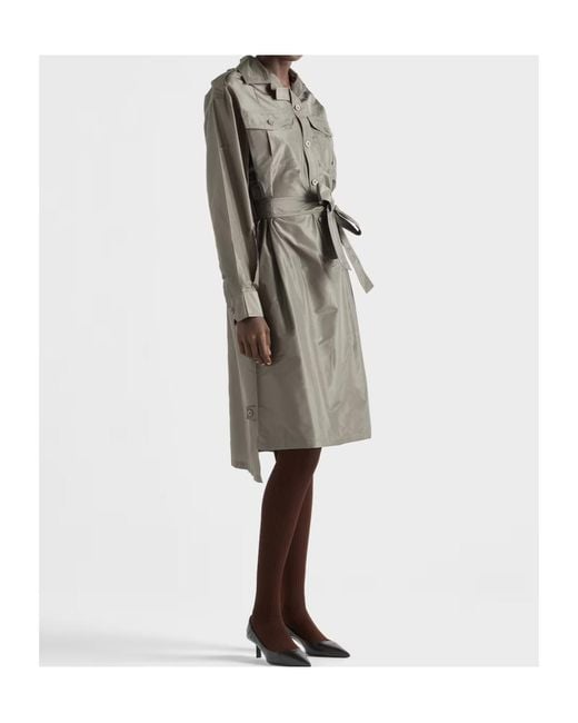 Prada Gray Robe Mi-Longue En Taffetas
