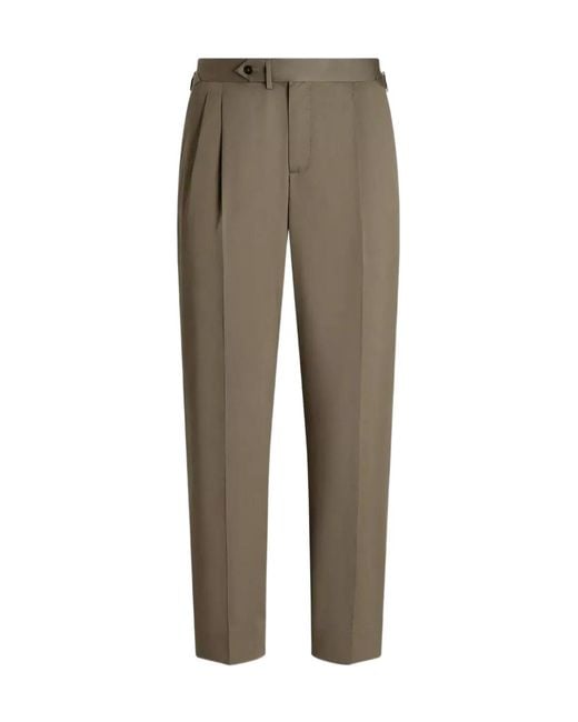 Dolce & Gabbana Gray Pleated Gabardine Pants for men