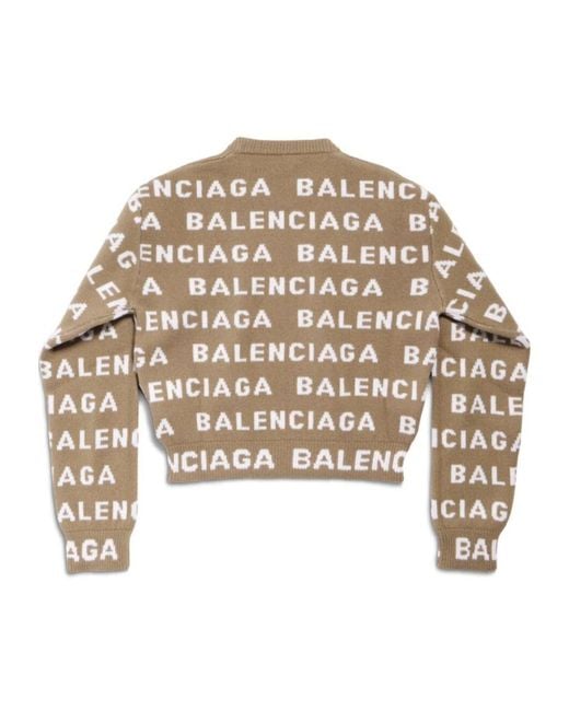 Balenciaga Natural Logo Intarsia Knit Crewneck Jumper