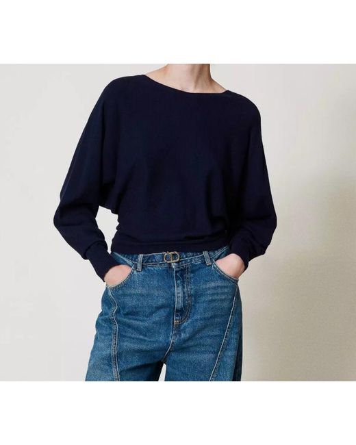 Twinset Blue Crew-Neck Sweater
