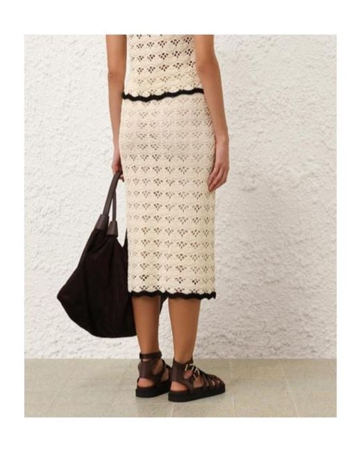 Zimmermann White Rhiannon Crochet Midi Skirt