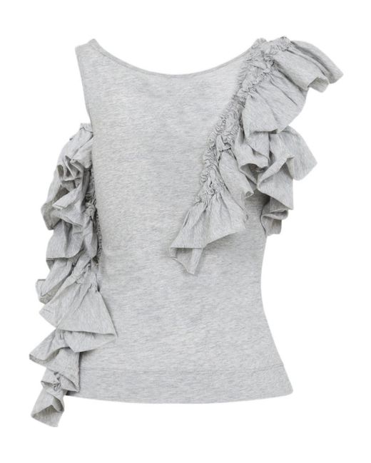 Dries Van Noten Gray Humza Ruffled Tank Top