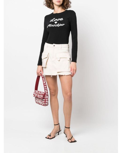 Moschino Black Logo Details Long-Sleeved T-Shirt