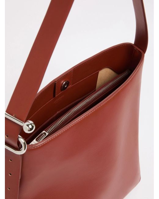 Sportmax Red Leather Shoulder Bag