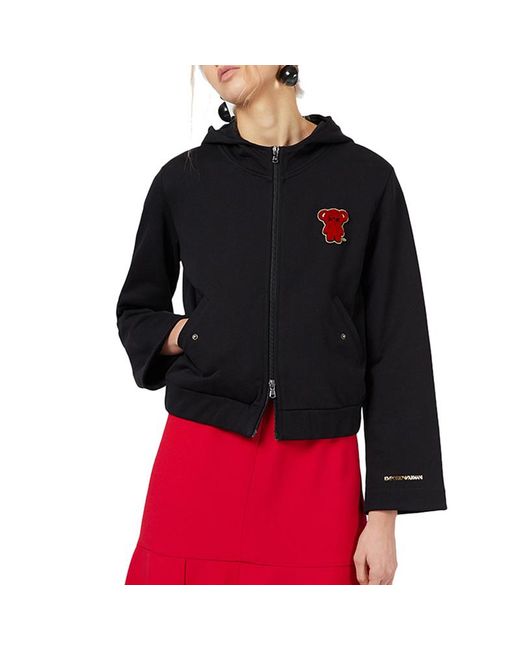 Emporio Armani Black Logo Hooded Casual Coat