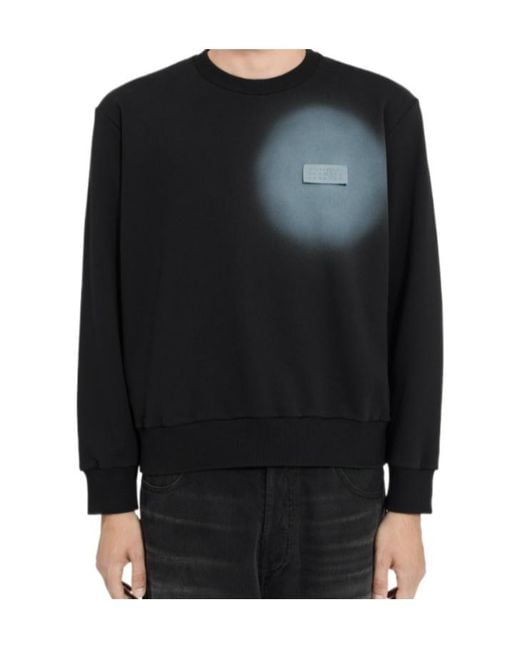 MM6 by Maison Margiela Black Spray Printed Crewneck Sweatshirt for men