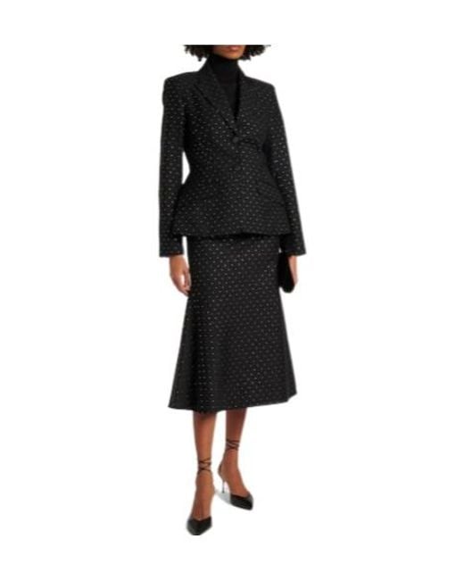 Erdem Black Polka-Dot Cotton And Woolmidi Skirt