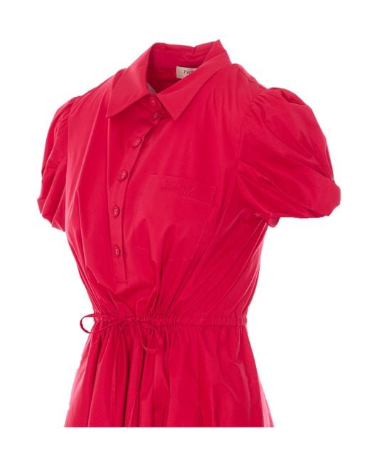 Twinset Red Drawstring Shirt Dress