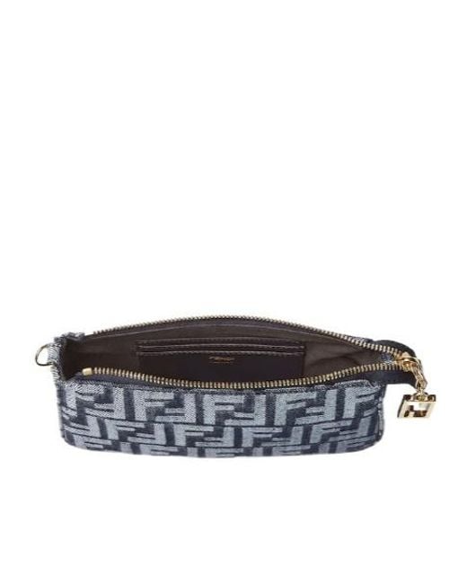 Fendi Blue Ff Fabric Baguette Pouch