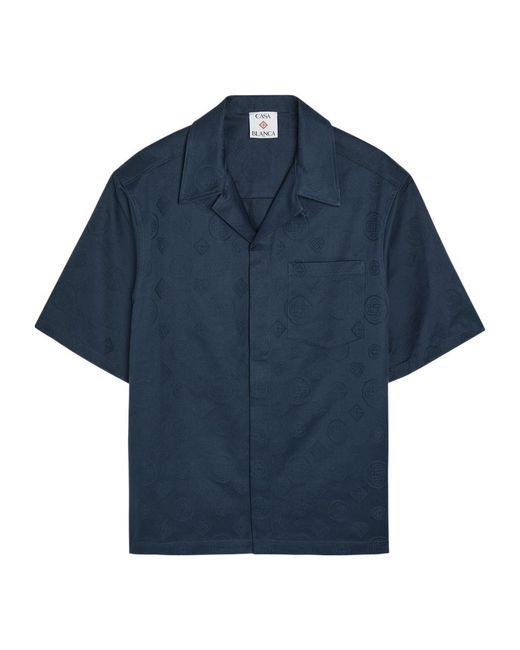Casablanca Blue Monogram Cotton Shirt for men