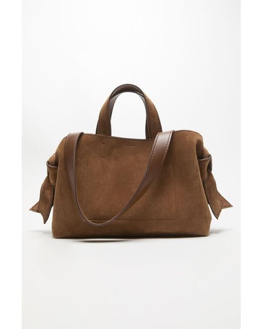 Acne Brown Musubi Logo Embossed Tote Bag
