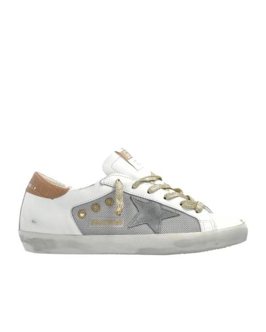 Golden Goose Deluxe Brand White Super Star Lace-Up Sneakers