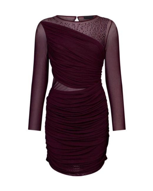 Liu Jo Purple Jewel-Embroidered Tulle Dress
