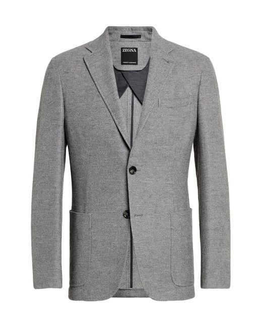 Zegna Gray Mélange Trofeo Wool And Cashmere Blend Blazer for men