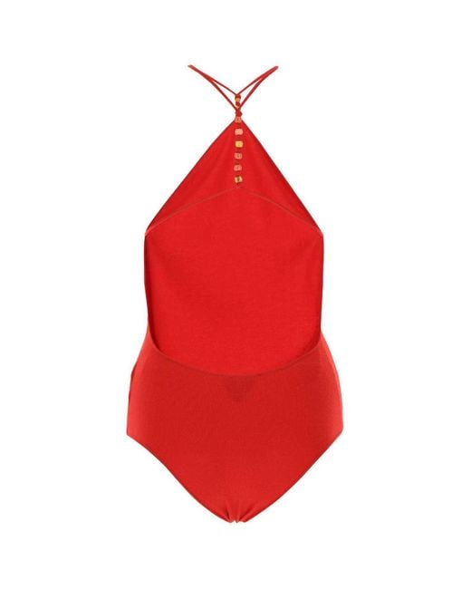 Bottega Veneta Red Beaded Strap Bodysuit