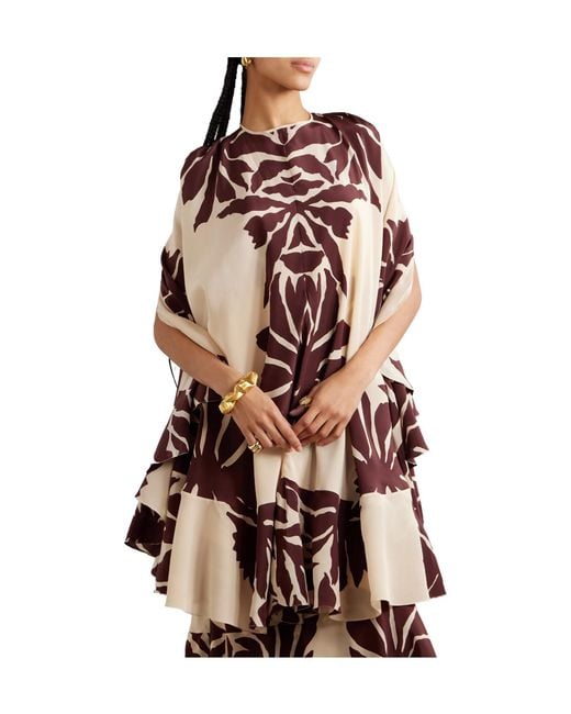 Johanna Ortiz Multicolor Aromatic Garden Ruffled Printed Silk Crepe De Chine Cape