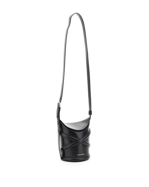 McQueen White Curve Small Bucket Bag